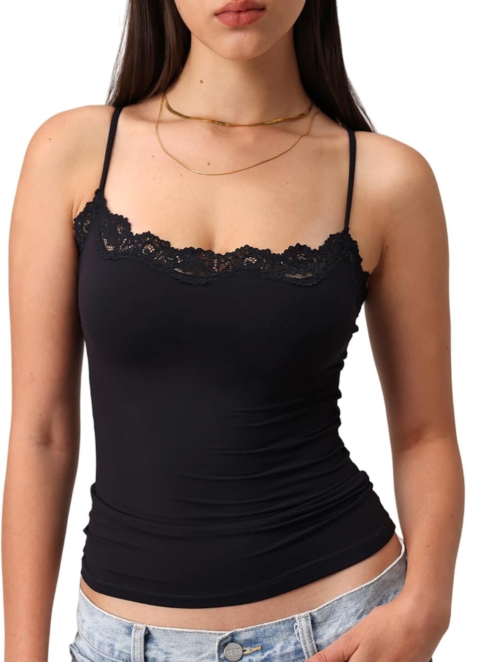 NWT Black Lace-Trim Spaghetti Strap Camisole